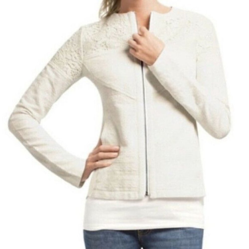 Cabi White Lace Zip Up Jacket Style 715 Size Large - Picture 6 of 7